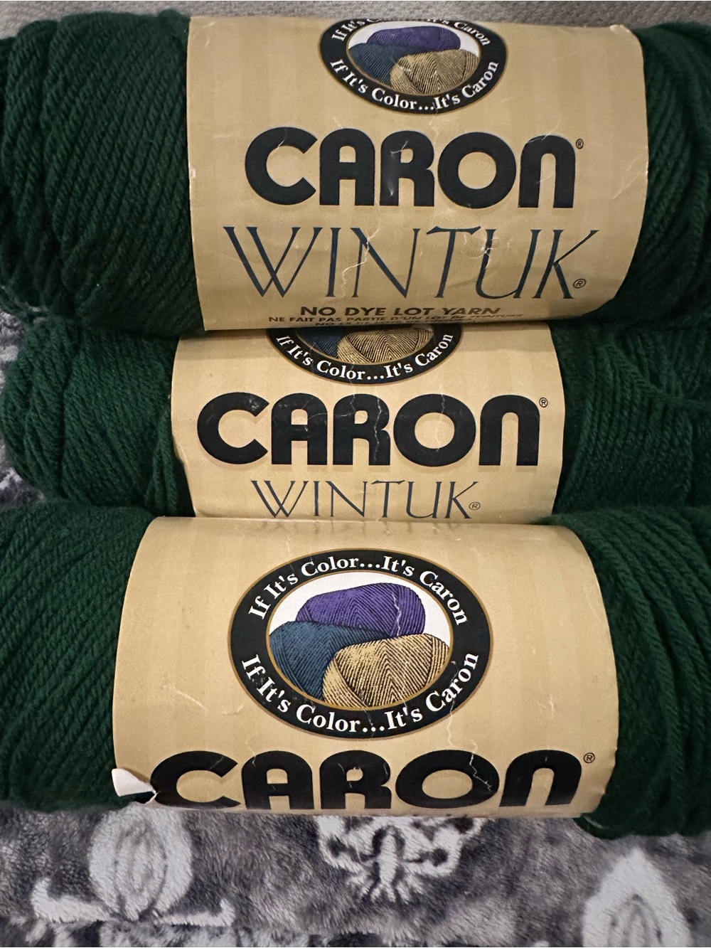 Vintage Caron Wintuk Yarn Lot 4 Skeins No Dye Lot